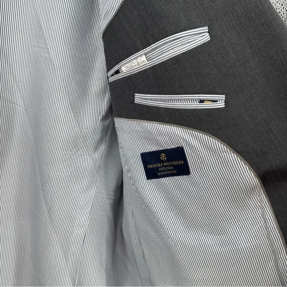 Brooks Brothers Blazer Mens 48 R Gray Wool Explorer Madison Fit